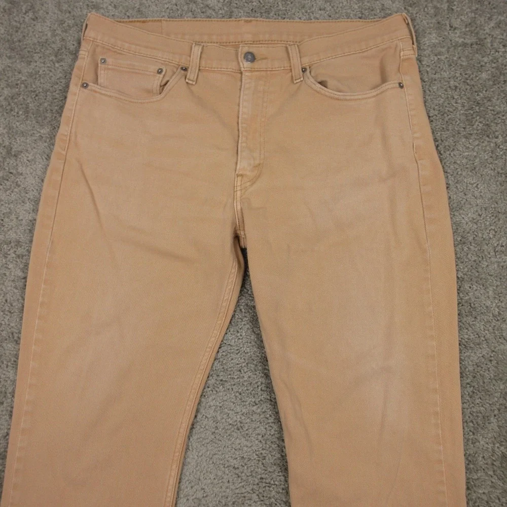 Levis Jeans Mens 36x32 Tan 514 Slim Straight Faded Zip Fly Light Denim Pant Work